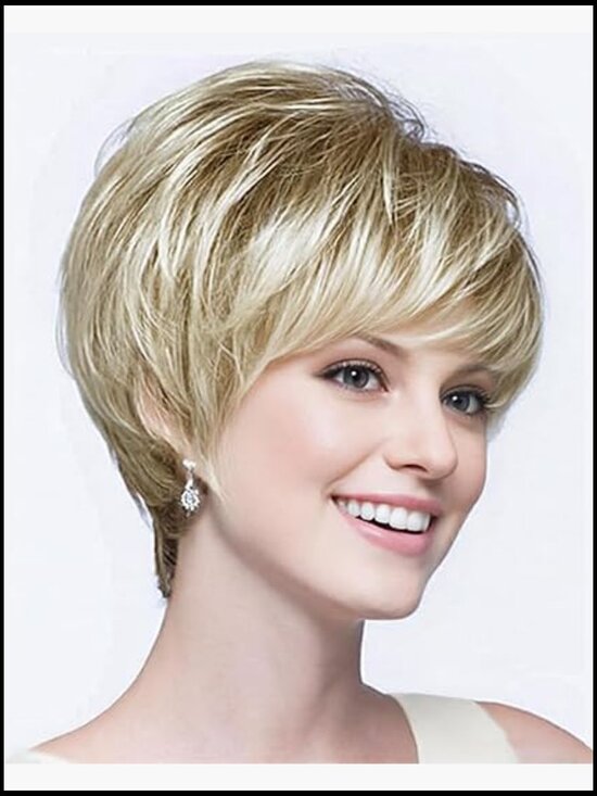 Layered Short Pixie Cut Wig with Bangs Synthetic Heat Resistant Hair main image 5